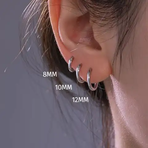 Stainless Steel Hoop Earrings Set Of 6 Simple Geometric Circle Design Chic Minimalist Style For Daily And Vacation