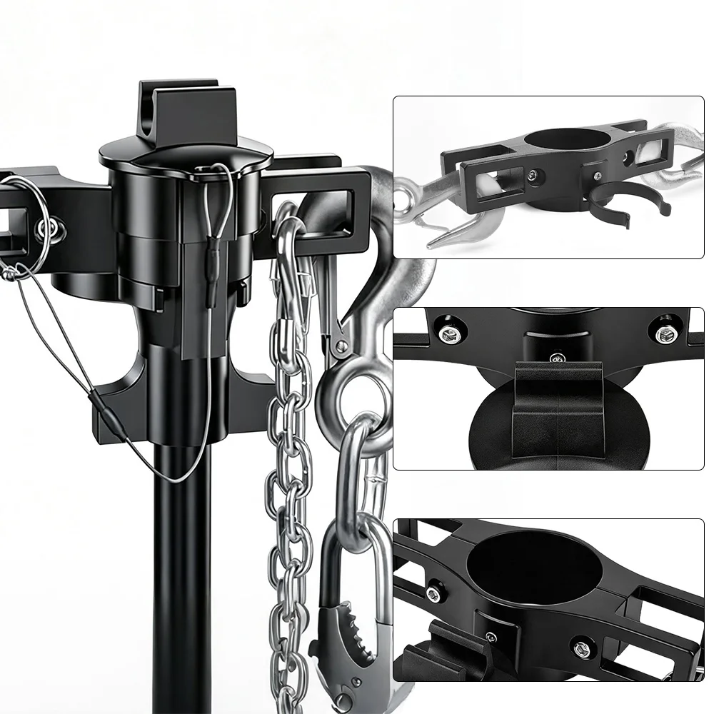 Trailer Chain and 7-Way Plug Holder Aluminum Alloy Towing Cable Organizer Mounting Hardware for Trucks Trailers RV Tongue Jacks