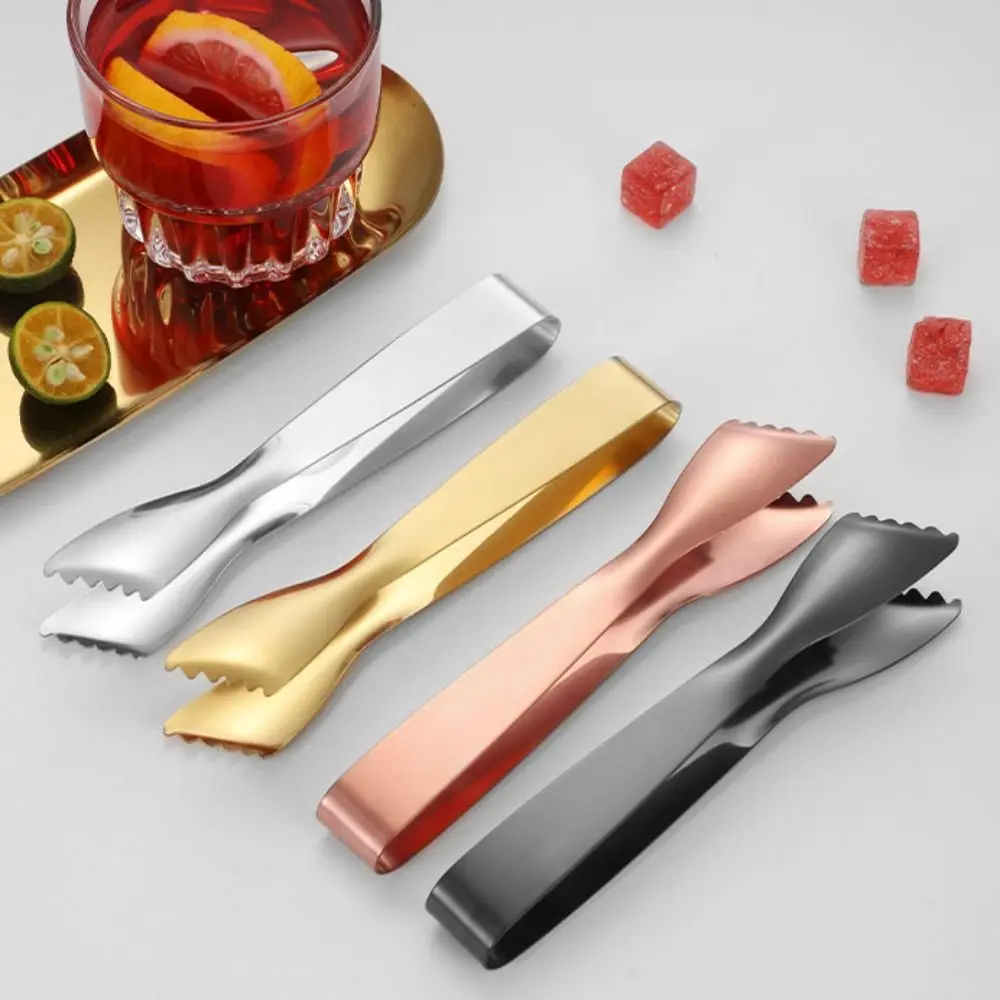 Pinza para tartas de acero inoxidable 304, pinza para cubitos de hielo dentada, antideslizante, duradera, para servir, a prueba de óxido, para barbacoa y ensalada