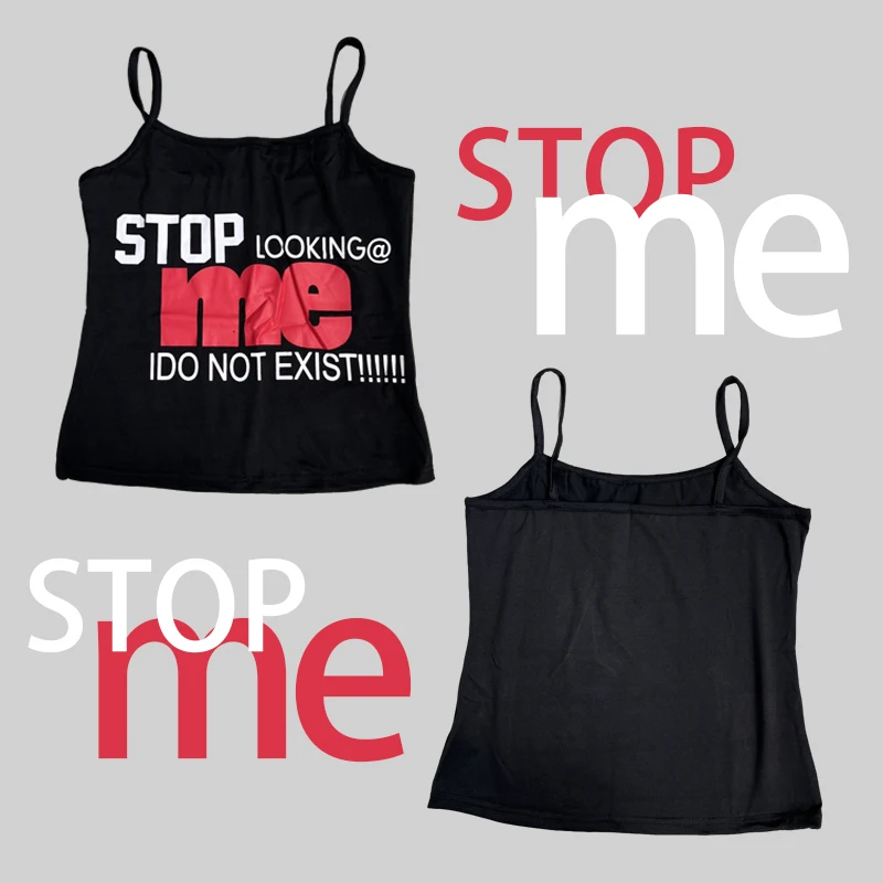 

Y2K гранж индивидуальный топ-Harajuku панк уличное платье сексуальный летний топ на бретельках и женская майка с принтом в стиле ретро простой готический топ