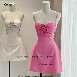 Giyu Sexy 3D Followers Prom Dress Spaghetti Strap Mini-Length Above The Knee Birthday Party Dress Summer Dress Cocktail Dress