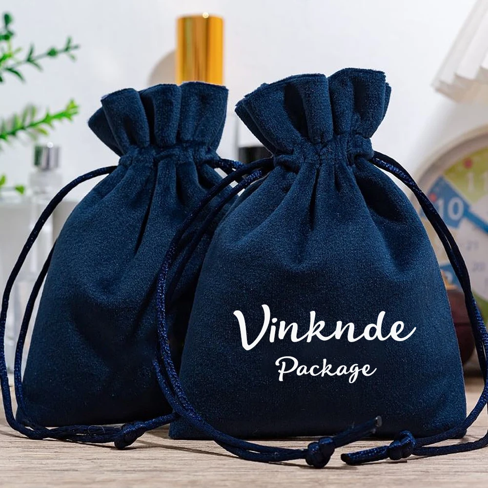 100 حزمة السائبة البحرية الفانيلا مجوهرات الحقائب شعار مخصص هدايا الزفاف للضيوف كاندي جودي أكياس أقراط المنظم المخملية حقيبة #1