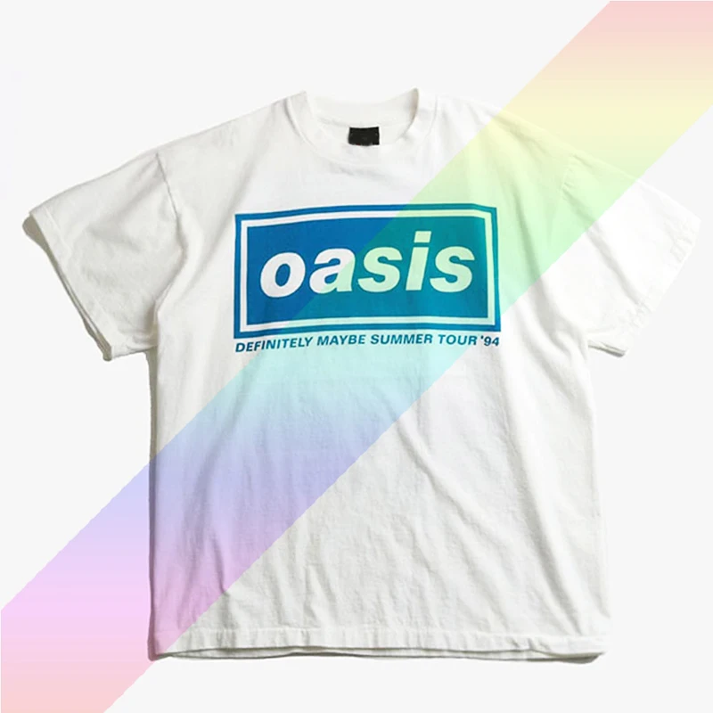 

2025 Summer Oasis Band Rock T-shirt Retro Punk Print T-shirt Loose Breathable Casual Short Sleeve T-shirt Camisetas Surf Hombre