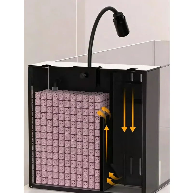 Fish Tank with Integrated Filter, 2025 New Ultra Clear Glass, Living Room Stream Aquascape, Easy To Clean and Maintain