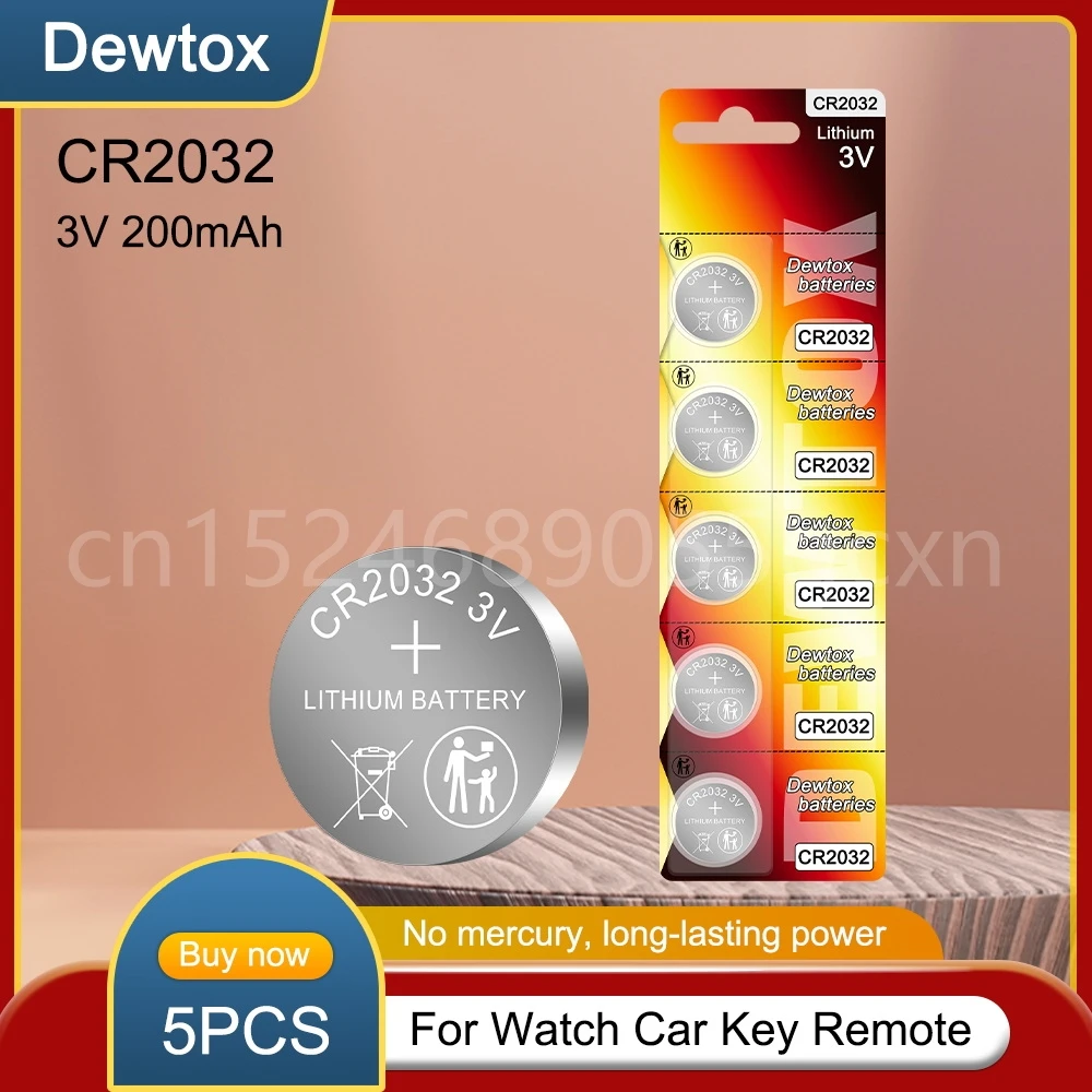 5PCS CR2032 3V Lithium Battery DL2032 CR 2032 Button Battery For Watch Toy Remote Control Calculator Control Coin Cell