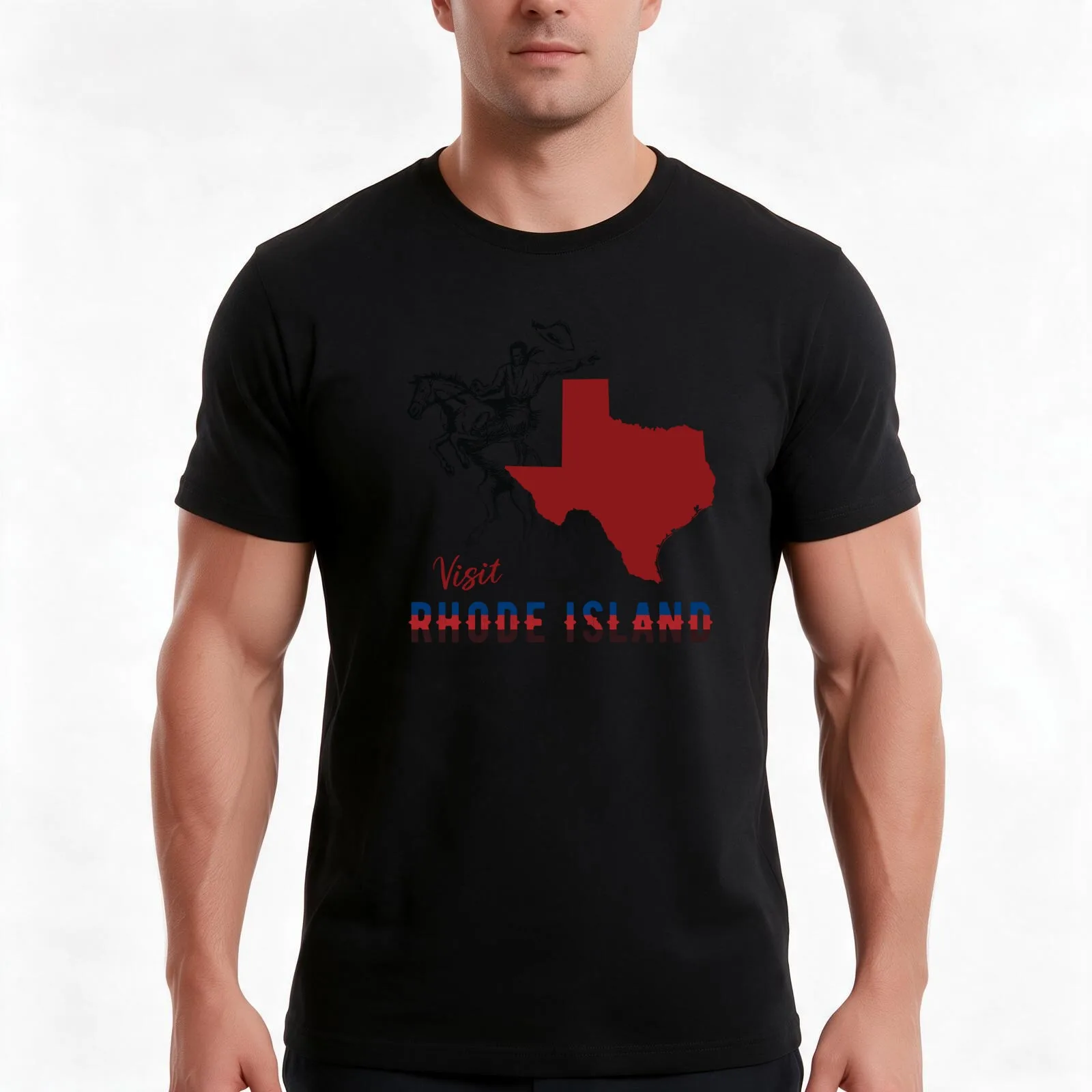 Visit Rhode Island (Wrong State) Texas T-Shirt, Summer Casual Cotton Tee, Oversized Streetwear Tops, Vintage Graphic Print