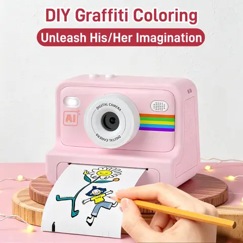 AI Voice-Controlled Instant Print Camera for Kids, 5-in-1 Set with 8GB Card