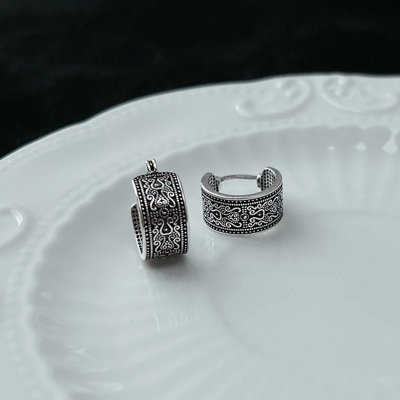 925 Sterling Silver Grass Pattern Earrings For Woman Engagement Minimalist Luxury Vintage Jewelry Accessories Prevent Allergies