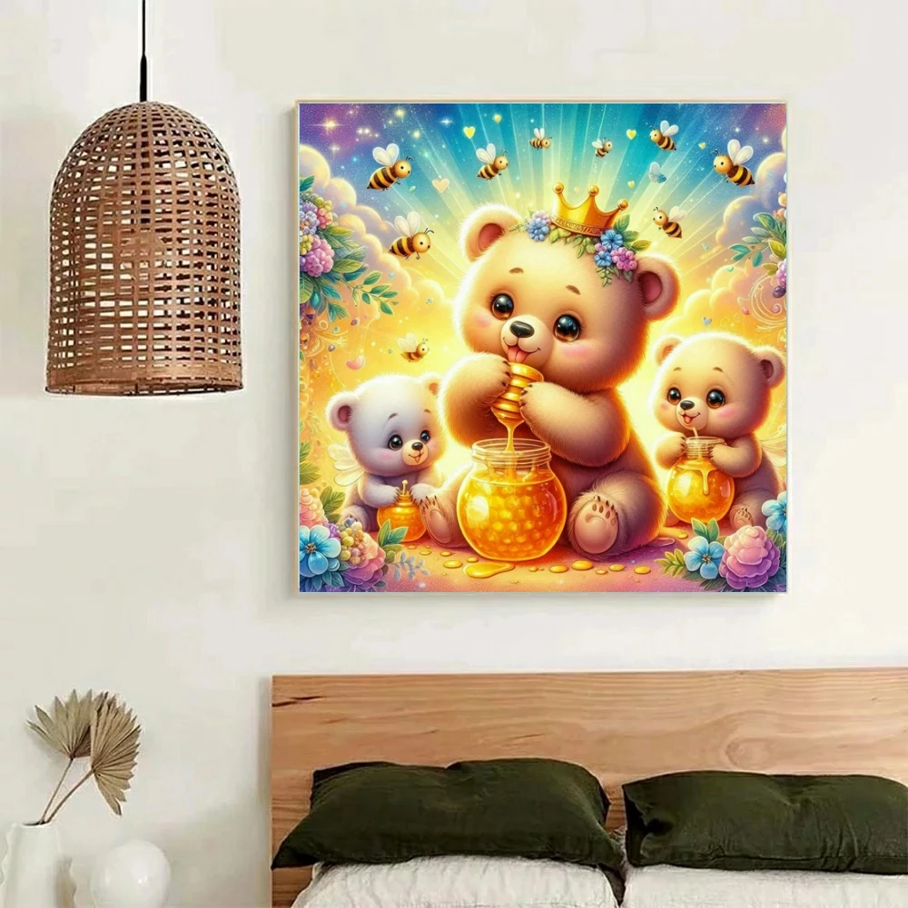 Honey Teddy Bear 5d Diy AB Diamond Painting 2024 Kits Mosaic Embroidery Yellow Duck Cute Rabbit Art Cross Stitch Home Decor Gift