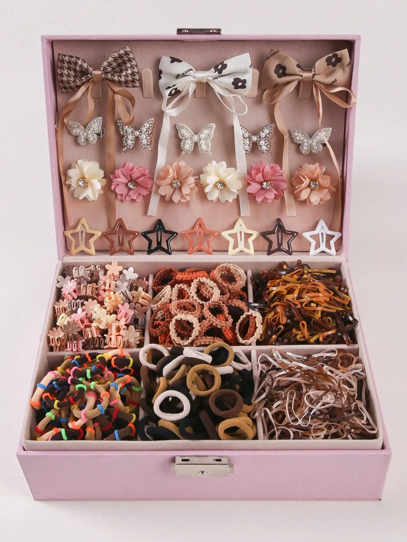 

Набор из 793 заколок для волос с коричневыми стразами в виде бабочек для девочек/подростков, милые аксессуары для волос в стиле принцессы, эластичные, прочные, не повреждающие волосы