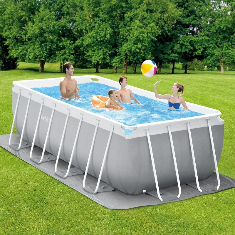 GROUND POOL PRISM STEEL FRAME RECTANGULAR SWIMMING POOL SET INTEX 26792 Outdoor ABOVE