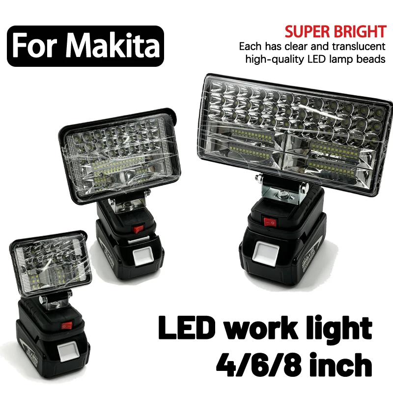 For Makita 18V Li-ion Battery LED Work Light 4/6/8 Inch Flashlight Portable Emergency Flood Lamp Camping Lamp