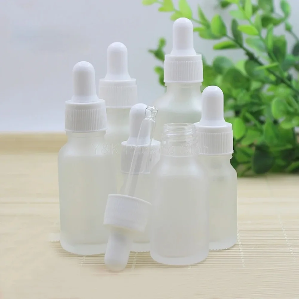 5ml,10ml,15ml,30ml,50ml,100ml Frosted Clear Glass Dropper bottles,Empty Essential Oil Vials,plastic White collar White rubber