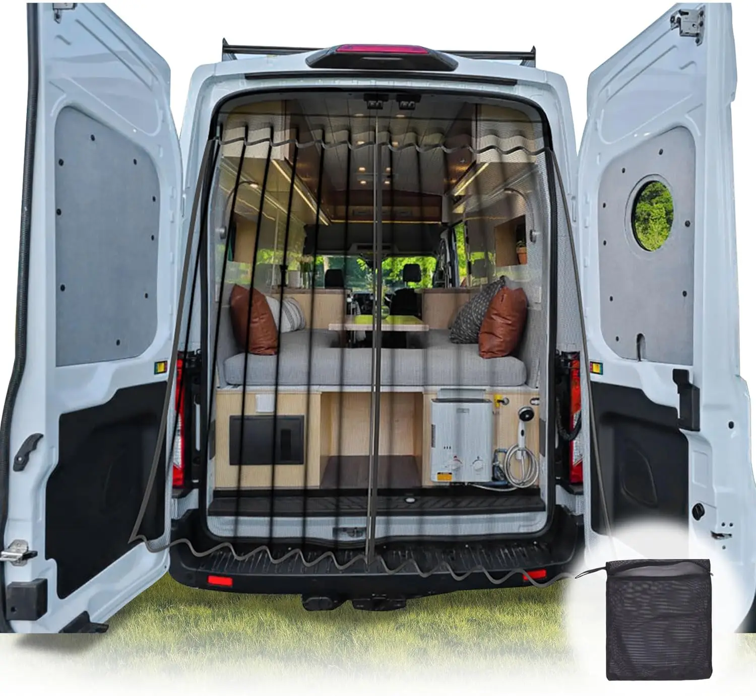 

Магнитная москитная сетка для фургонов 83''H x 59''W для Sprinter, Transit (средняя и высокая крыша), боковых и задних дверей, раздвижных дверей