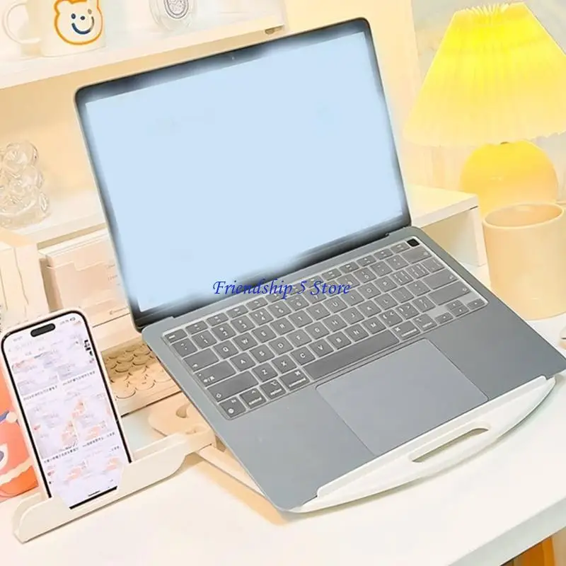 T8WC Notebook Stand With Slip Proof Base Ergonomic Laptop Holder For Long Hours Typing Compact And Travel Friendly