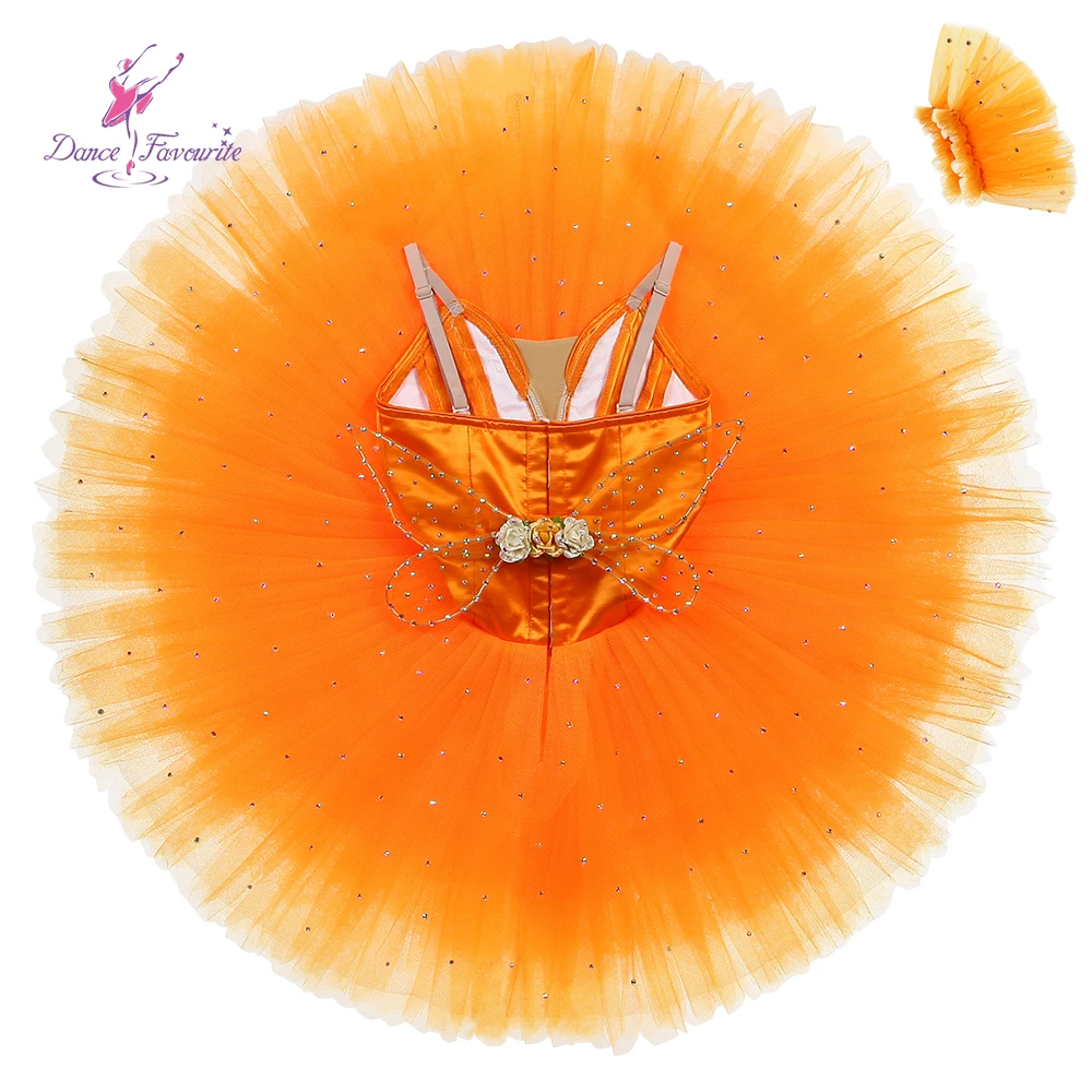 B26620 Ballet Performance Tulle Skirt Competition Orange Color Ballet Costume Skirt for Girls