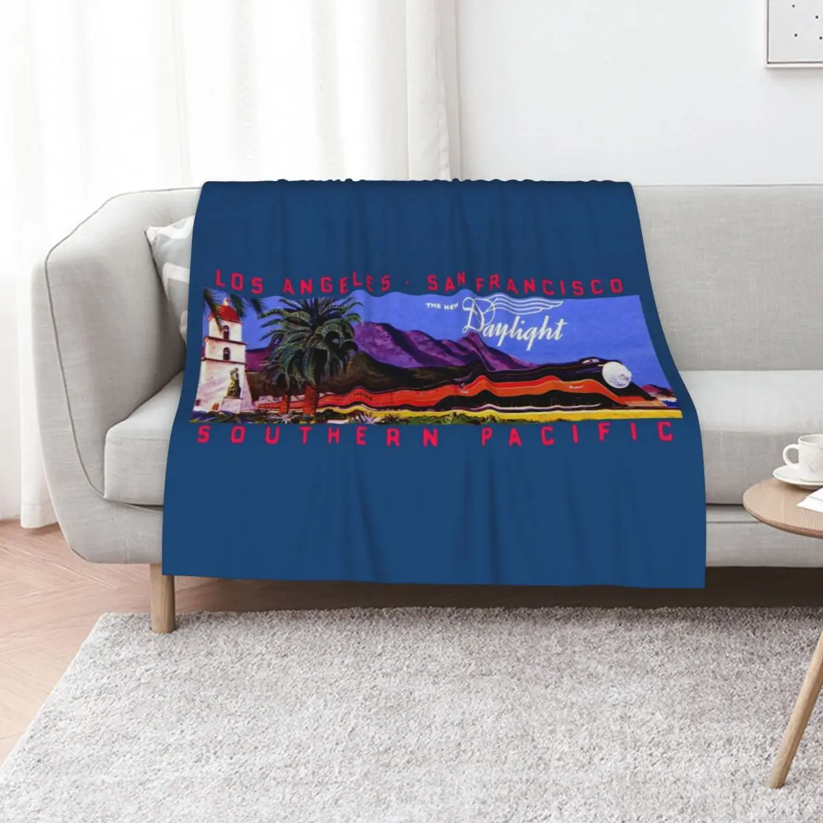 

1930s Daylight Railroad Train Throw Blanket Plaid on the sofa Blankets For Bed For Baby valentine gift ideas Blankets