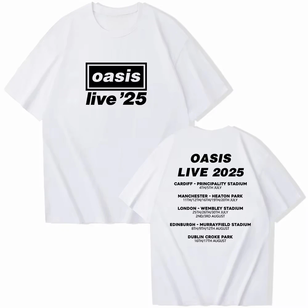 

OASIS Live 25 Tour 2025 Commemorative T-Shirt O-Neck Short Sleeve for Fans Perfect Gift for Music Lovers Men's Women's Casual