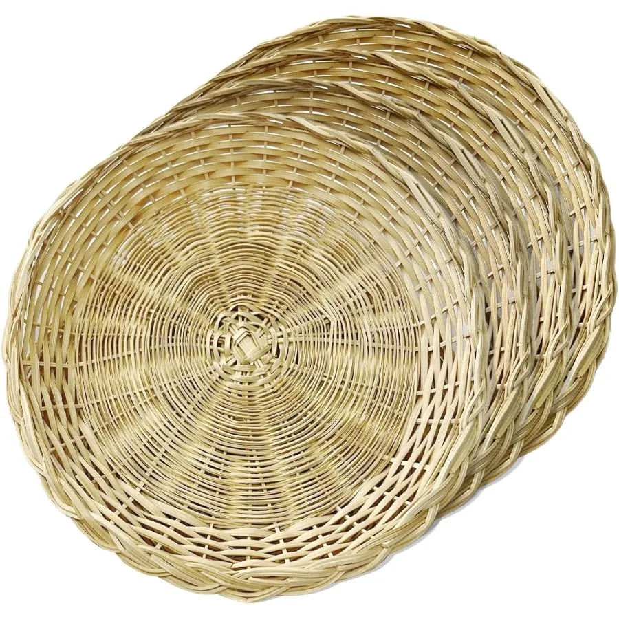 

9,5 дюймов, 4 шт., держатель для тарелок из плетеной бумаги ручной работы, набор из 4 сверхпрочных бамбуковых держателей для бумажных тарелок, многоразовые для домашней вечеринки, ежедневные D