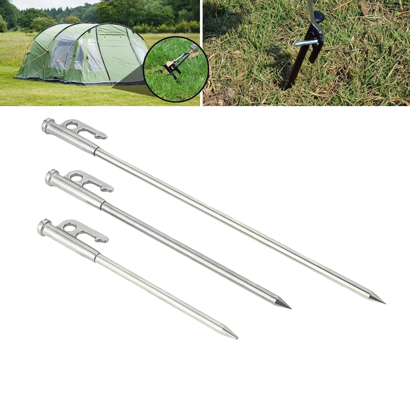 1Pc Camping Accessories 20/25/35cm Tent Pegs Anti-rust Stainless Steel Ultralight Outdoor Awning Canopy Tents Nails Ground Nail