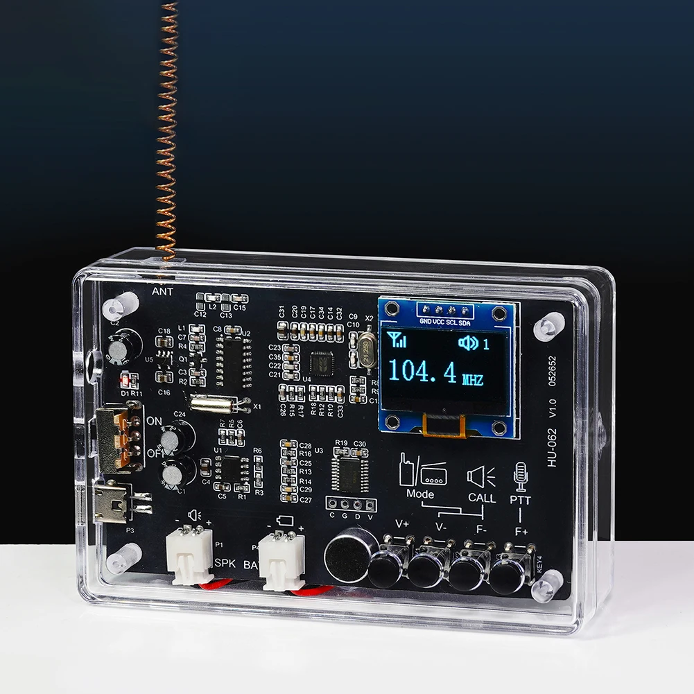 Radio Frequency Meter and Talkie DIY Kit with Dual Mode Function 87-108MHz FM Radio and Voice Communication Features