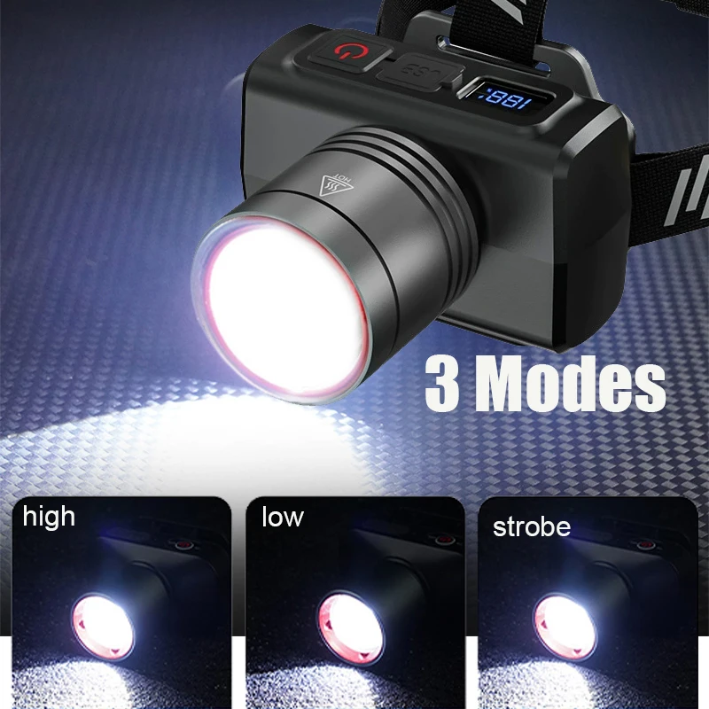 LED Charging Head Mounted Zoom Headlight for Fishing with Long Battery Life, Outdoor Strong Light Searchlight