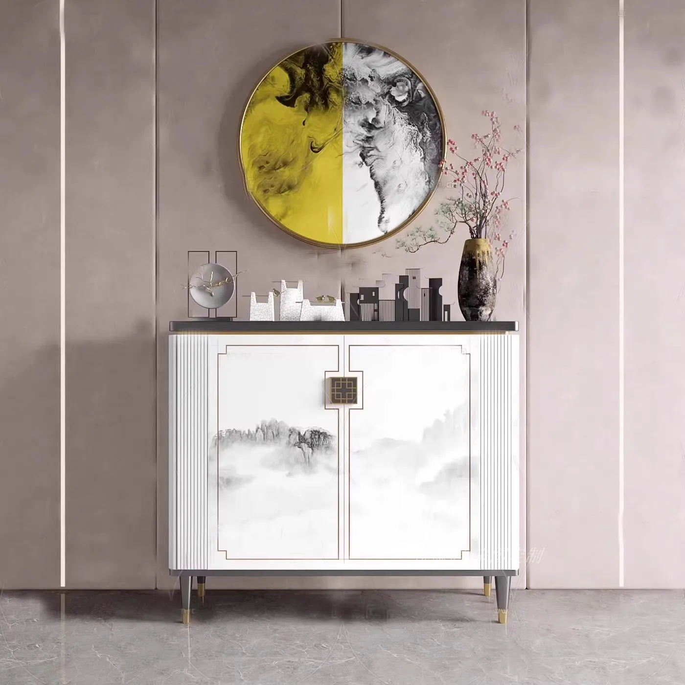 

Entrance cabinet Simple light luxury villa end view table Painted shoe cabinet