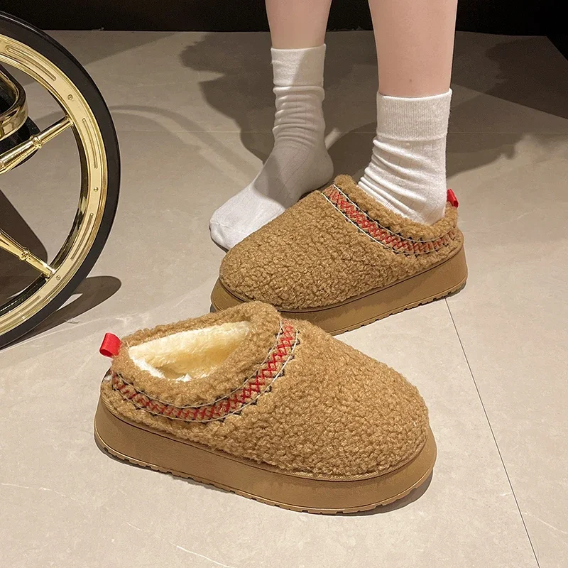 2024 New Women Slippers Ankle Boots Flats Platform Short Plush Warm Flip Flops Cotton Shoes Designer Brand Winter Women Boots