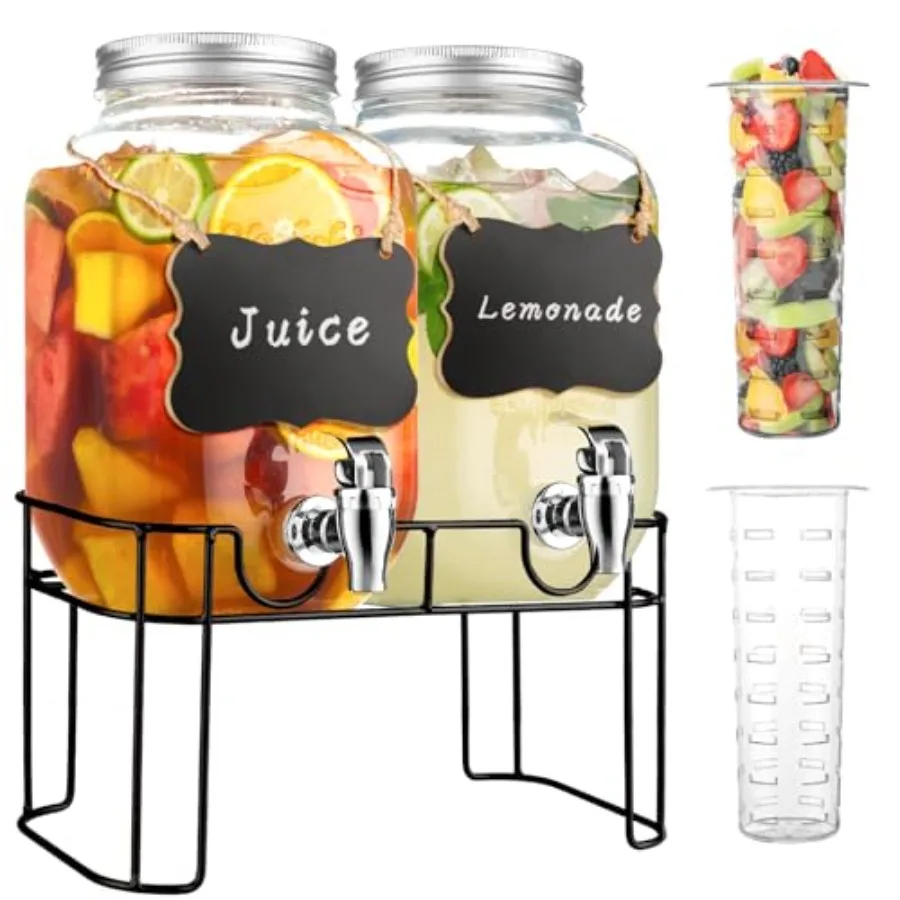 

Glass Drink Dispensers For Parties Lemonade Beverage Dispenser With Stand And Spigot For BBQ, Picnic, Party, Laundry Detergent