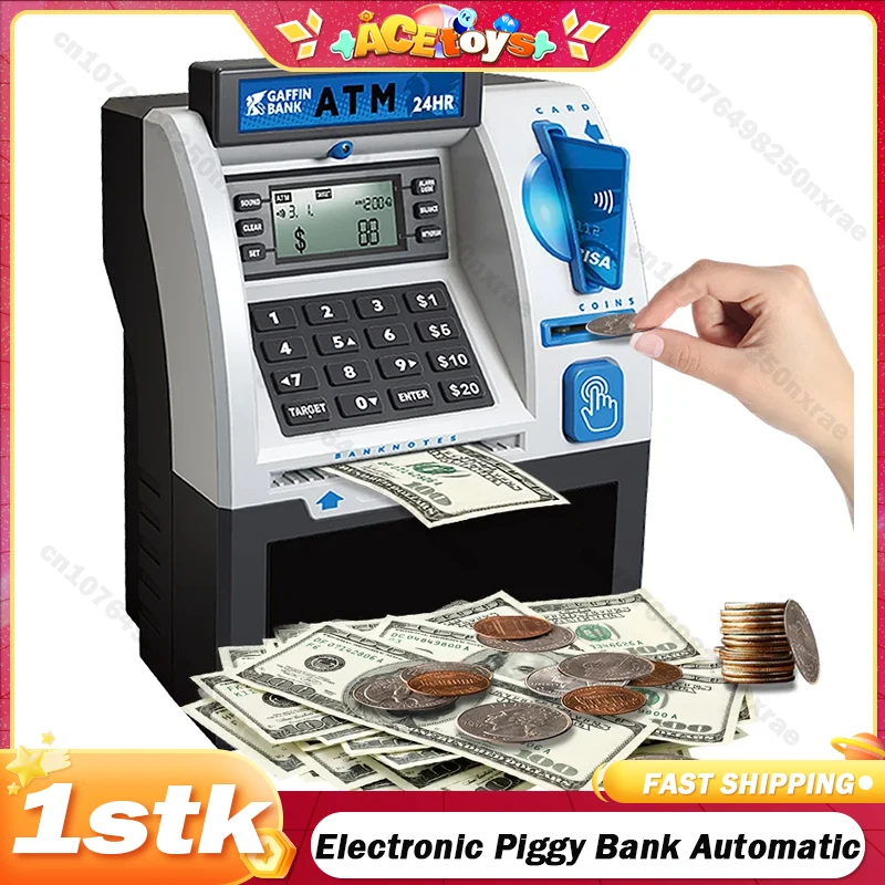 

Electronic Piggy Bank Automatic ATM Password Money Box Cash Coins Saving Box Credit Card Coin Counting Deposit Christmas Gift