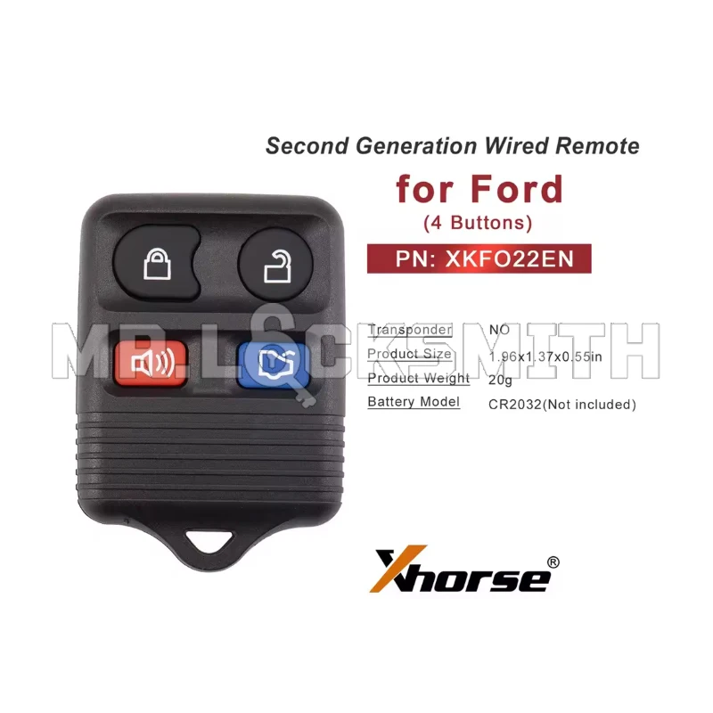 XKFO22EN VVDI Remote Car Key for Ford Models 4 Buttons Split Square Second Generation for MAX VVDI2 MINI Programmer Tool