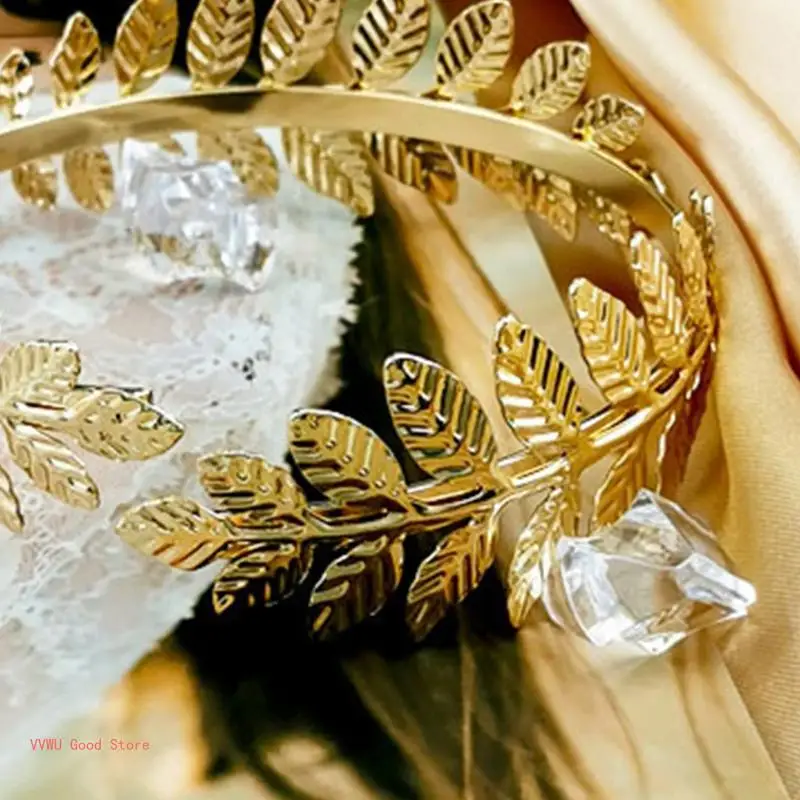 Retro Greek Roman Open Ended Leaf Bracelet Armband Upper Arm Cuff Armlet Festival Bridal Dance Jewelry