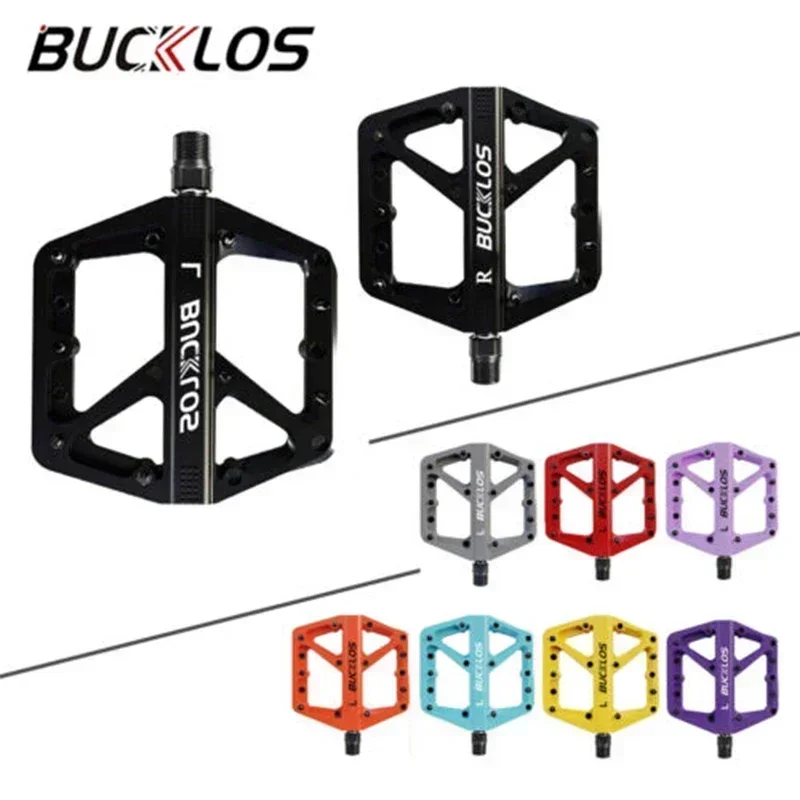 

BUCKLOS Bicycle Pedals Wide Non-Slip Road Bike MTB Pedals 9/16inch Lightweight Bike Flat Platform DU Bearing Cycling Pedal