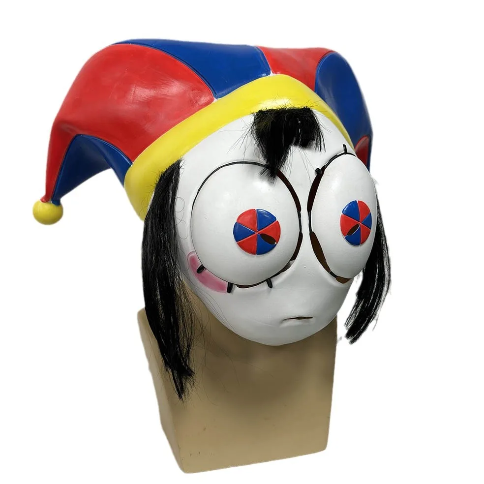 Bunter Clownhut Vollgesichtsmaske mit Großem Augendesign Latexmaske Halloween Cosplay Maskerade Karneval Kostümparty Requisit – Detail 8