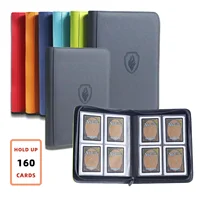Tiene 160 tarjetas | Carpeta de tarjetas coleccionables para tarjetas de 3”×4” |   Álbum de doble cara de 4 bolsillos | Carpeta de cuero PU con cremallera para tarjetas TCG/deporte
