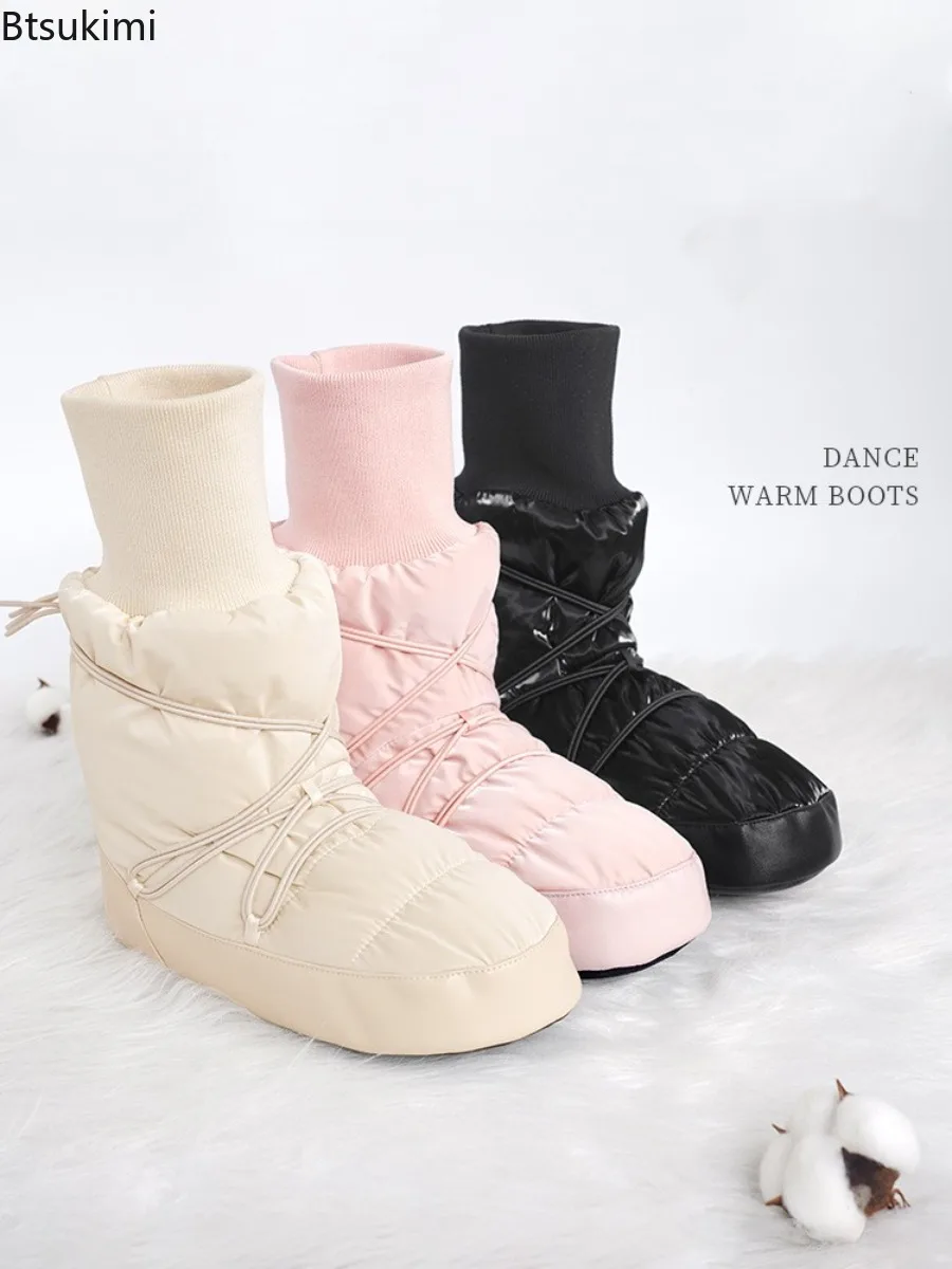 2026 المرأة أحذية الباليه شتاء دافئ راقصة الباليه الجوارب عالية أعلى أفخم كول واقية أحذية الرقص المضادة للانزلاق التدريب أحذية رقص