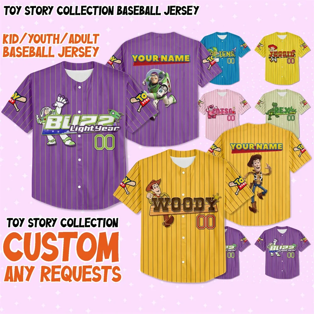 

Potdemiel Custom Toy Story Baseball Jerseys Team Uniforms Disney Collection Toy Story Jerseys Disney Fan Gifts Toy Story Lovers