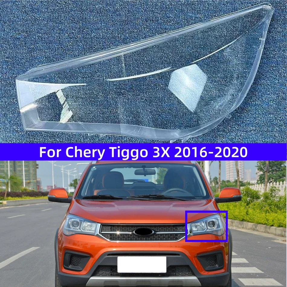 

For Chery Tiggo 3X 2016 2017 2018 2019 2020 Headlamp Shell Lamp Mask Headlight Transparent Cover Lens Lampshade Plexiglass
