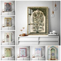 Persian Design Bouquet Posters Ancient Door Canvas Painting Floral Posters Print Wall Art Pictures For Living Room Decor Cuadros