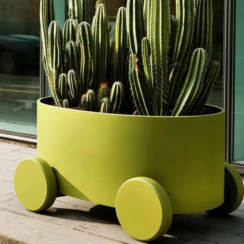 LLY outdoor flower slot wrought iron flower box outdoor flower stand park courtyard creative bowl round