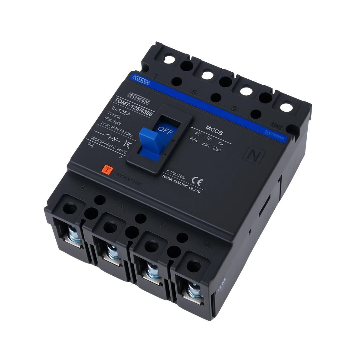 4P AC MCCB Three-phase Four-wire Moulded Case Circuit Breaker AC400V 100A 125A 150A 160A 200A 250A Tomzn Office For Elevator