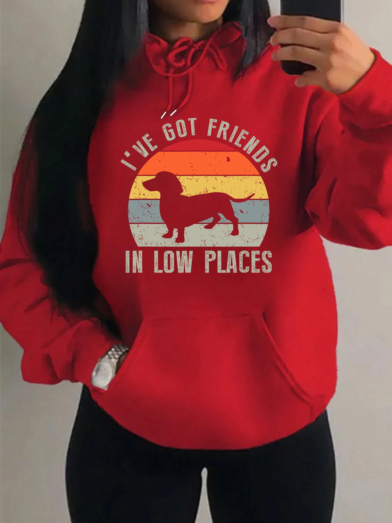 

I'Ve Got Friends In Low Places Cartoon Dogs Prints Hoodie Women Hip Hop All-Match Streetwear Casual Clothes Loose Unisex Hoodies