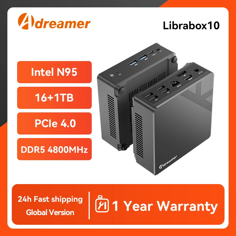 Adreamer Mini PC Intel Alder Lake N95 16G 1T DDR5 4800MHZ M.2 PCIE/SATA Windows 11 For Desktop Gaming Noiseless