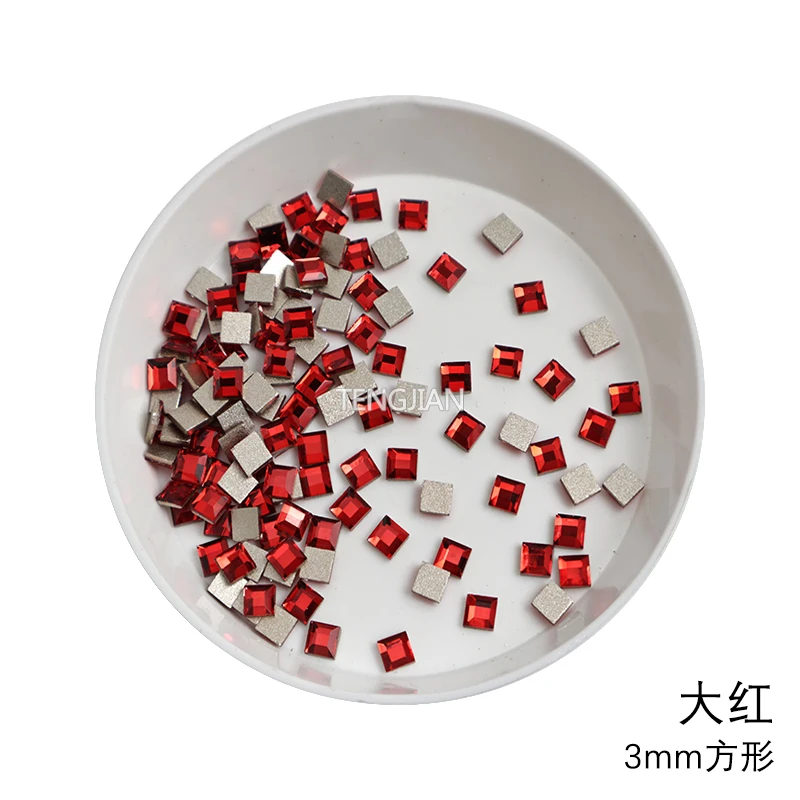Hot Selling Mini Square FlatBack Nail Art Rhinestone Stone 3MM Glass Crystal DIY Manicure Accessory Diamond 100Pcs