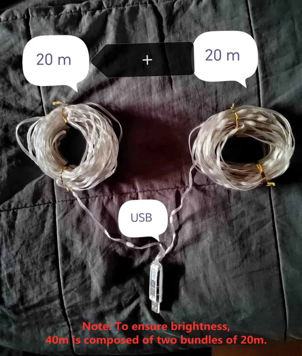 5M/10M/15M/20M/40M LED String Light App Control Garland IP65 Outdoor Fairy Lights For Christmas Holiday Party Birthday Decor