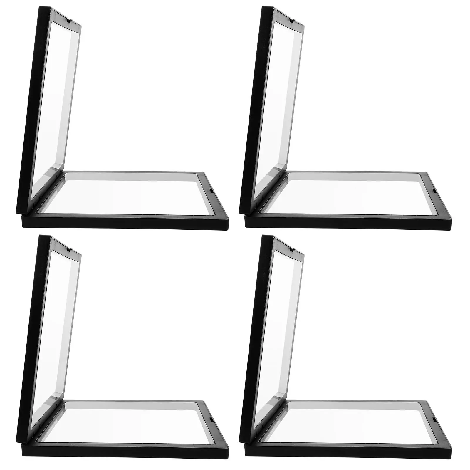 

4 Pcs 3D Case Square PE Film Jewelry Stand 18X18CM Black Transparent Bracelet Coin Rack Desktop Storage