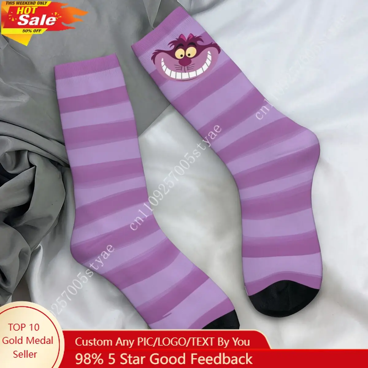 

Stripe Cheshire Cat Alice In Wonderland Socks Funny Stockings Men Warm Soft Cycling Socks Autumn Custom Anti Bacterial Socks