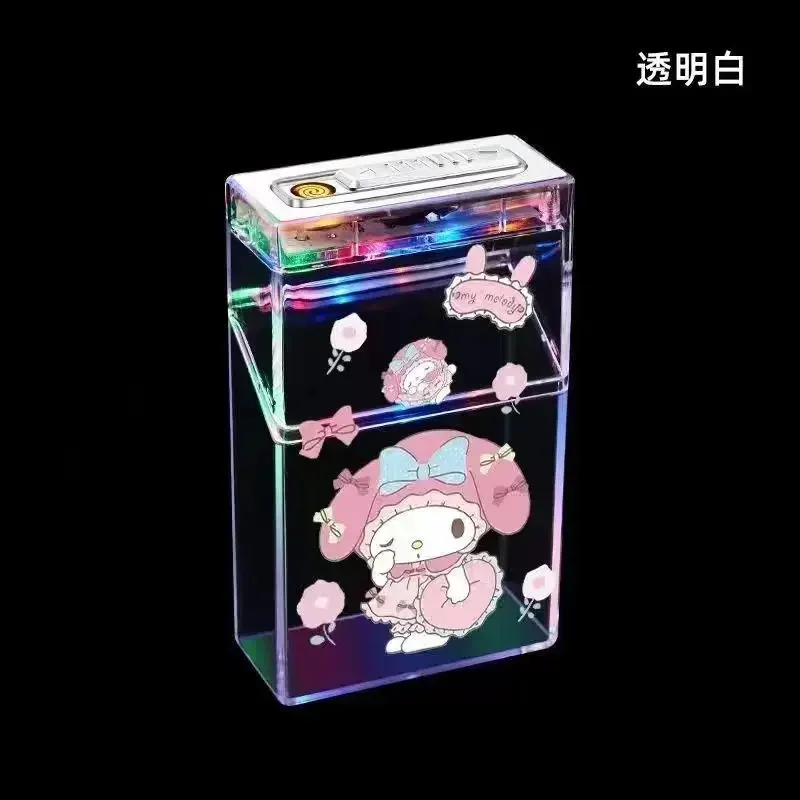 Sanrio Hello Kitty Automatic Cigarette Case Lighter Kawaii Kuromi Cinnamorol My Melody Pochacco Cigarette Holder Box Lighter