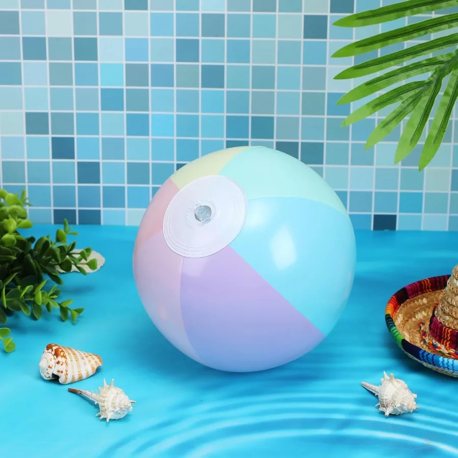 12 Uds. Pelotas de playa inflables Pastel a granel Color Pastel Jumbo pelotas de playa grandes Baby Shower cumpleaños verano natación fiesta Decorat
