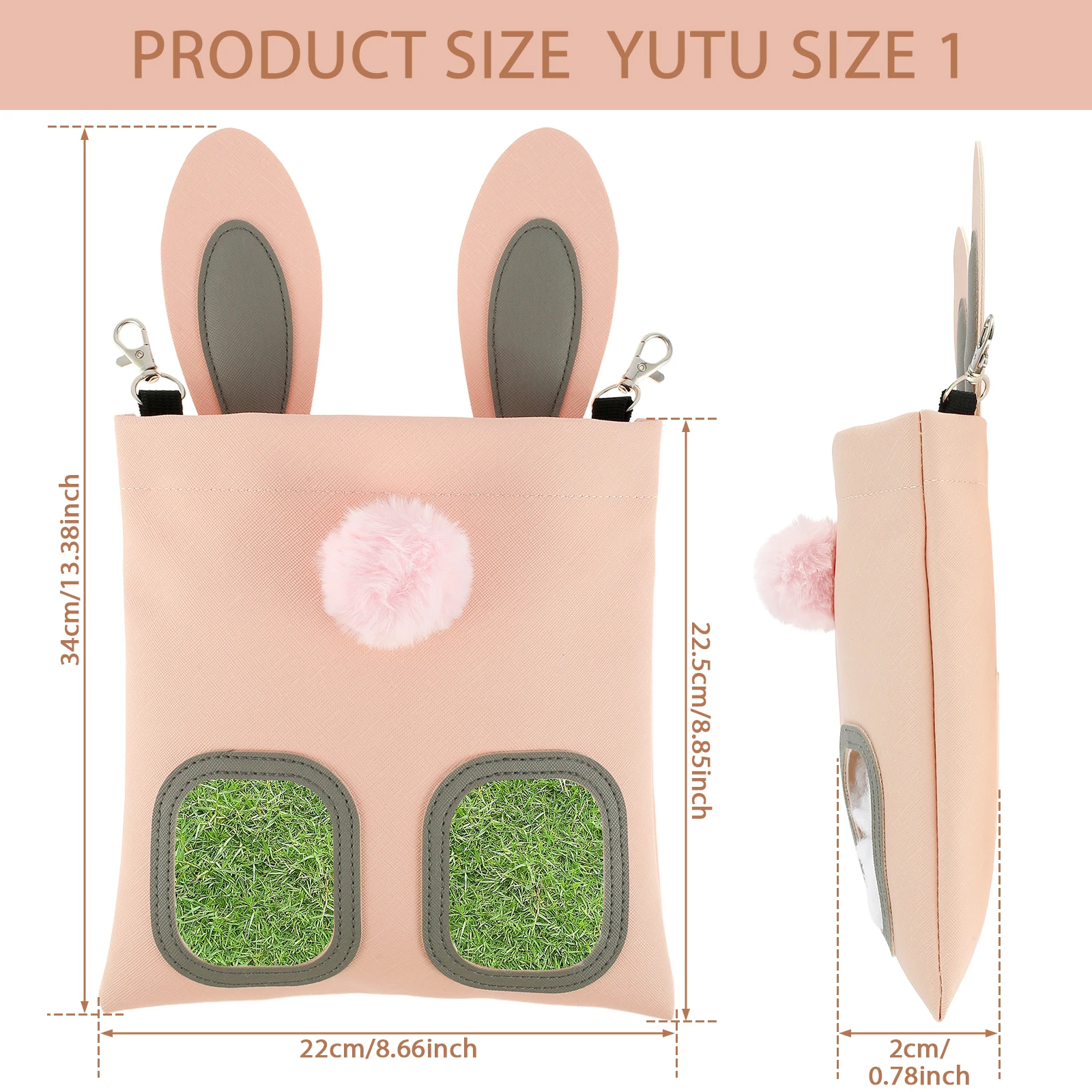2Pcs Rabbit Hay Feeder Bag Hanging Bunny Feeding Bag Waterproof Artificial Leather Hay Feeder Storage Bag Reusable Large